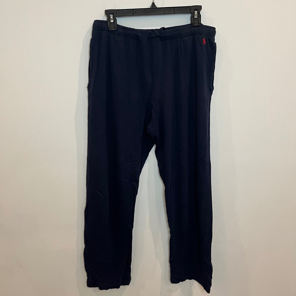Polo Ralph Lauren Mens Navy Blue Sleepwear Lounge Pants Size Medium Red Pony